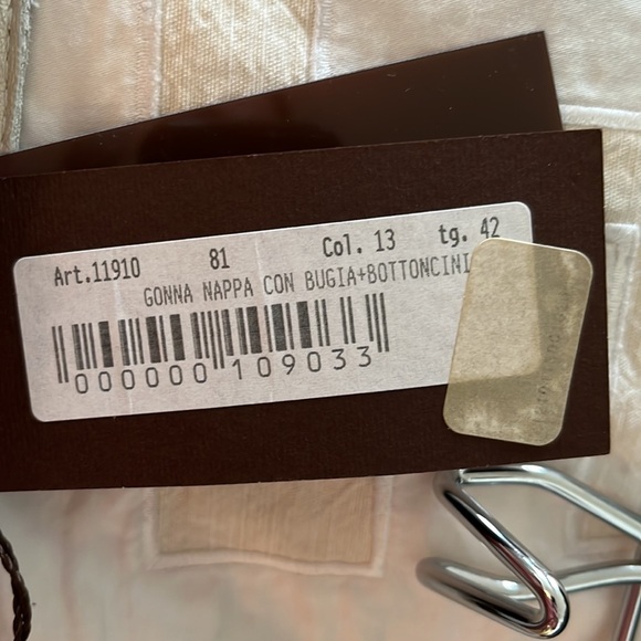 Blue Deep White Genuine Leather Pencil Skirt with Front Slit, NWT - Picture 8 of 16